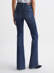 Reiss Jeans | Beau High Rise Skinny Flared Jeans Mid Blue - Women