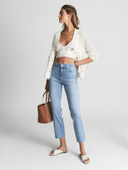 Reiss Jeans | Cindy Paige Cindy Straight Leg Raw Hem Jeans Pale Blue - Women