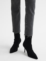 Reiss Jeans | Cindy Paige Cindy Straight Leg Raw Hem Jeans Washed Black - Women