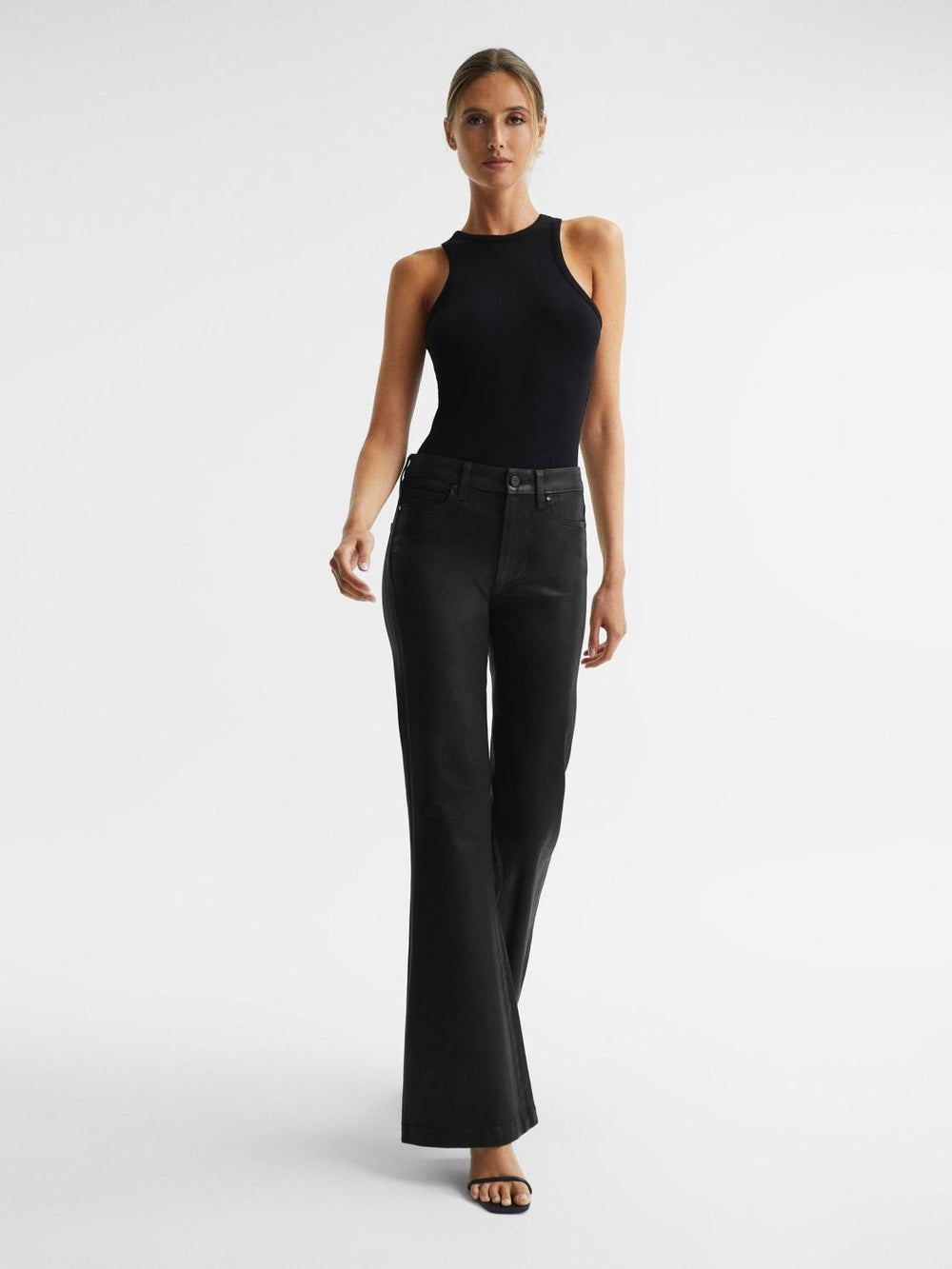 Reiss Jeans | Genevieve Paige Flared Coated Jeans Black - Women