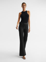 Reiss Jeans | Genevieve Paige Flared Coated Jeans Black - Women