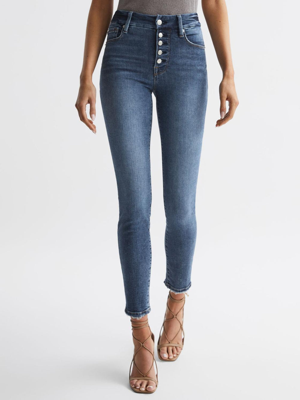 Reiss Jeans | Good American Exposed Button Skinny Jeans Indigo - Women