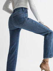 Reiss Jeans | Good American Good American Distressed Straight Leg Jeans Mid Blue - Women