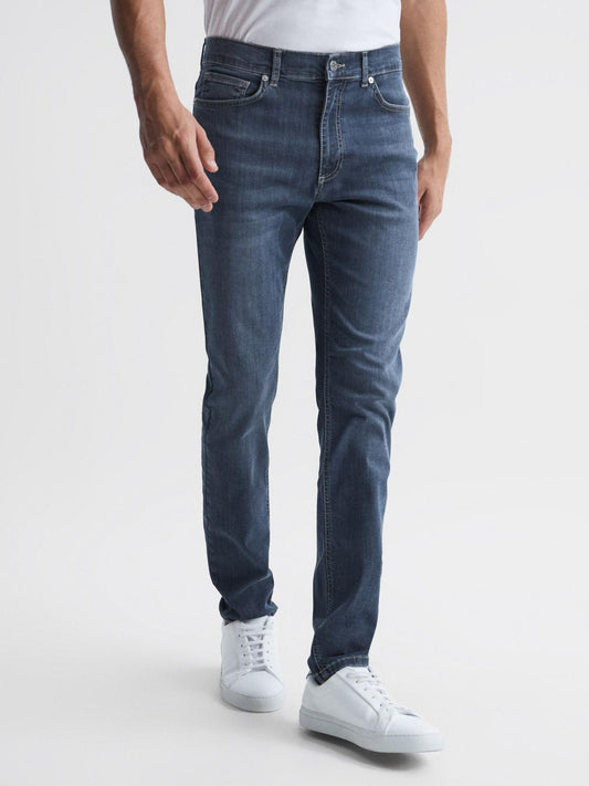 Reiss Jeans | James Jersey Slim Fit Washed Jeans Washed Indigo - Men