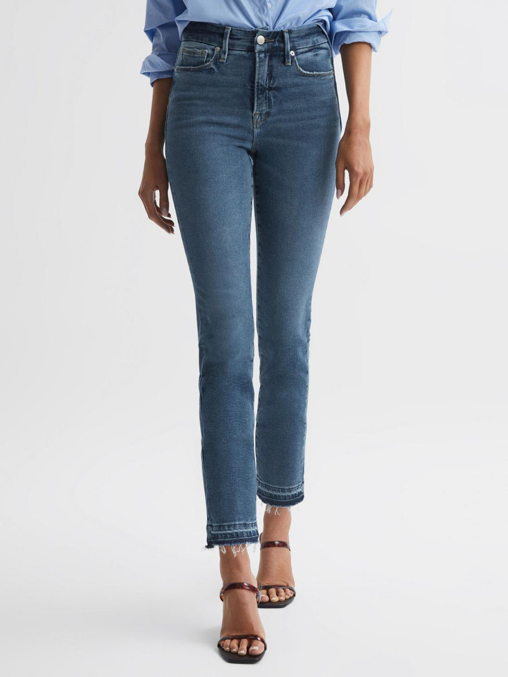 Reiss Jeans | Laurel Paige High Rise Flared Jeans Bellflower Distress - Women