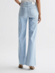 Reiss Jeans | Leenah Paige Metallic High Rise Flared Jeans Indigo Glitz - Women