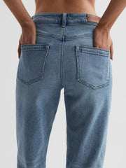 Reiss Jeans | Maisie Cropped Mid Rise Straight Leg Jeans Light Blue - Women