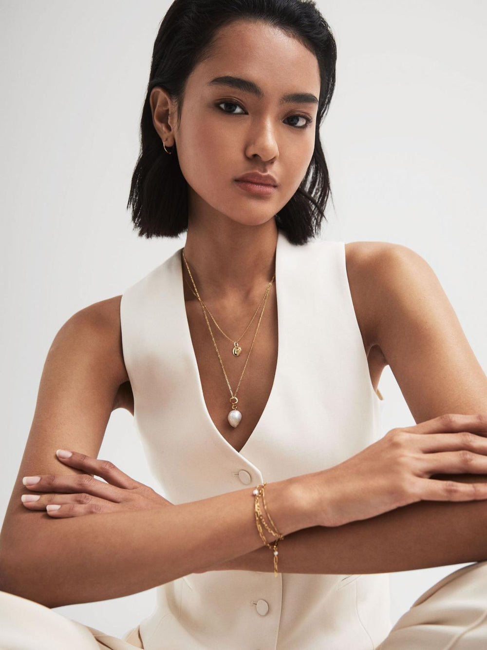 Reiss Jewellery | Aspen Maria Black Necklace Gold - Women