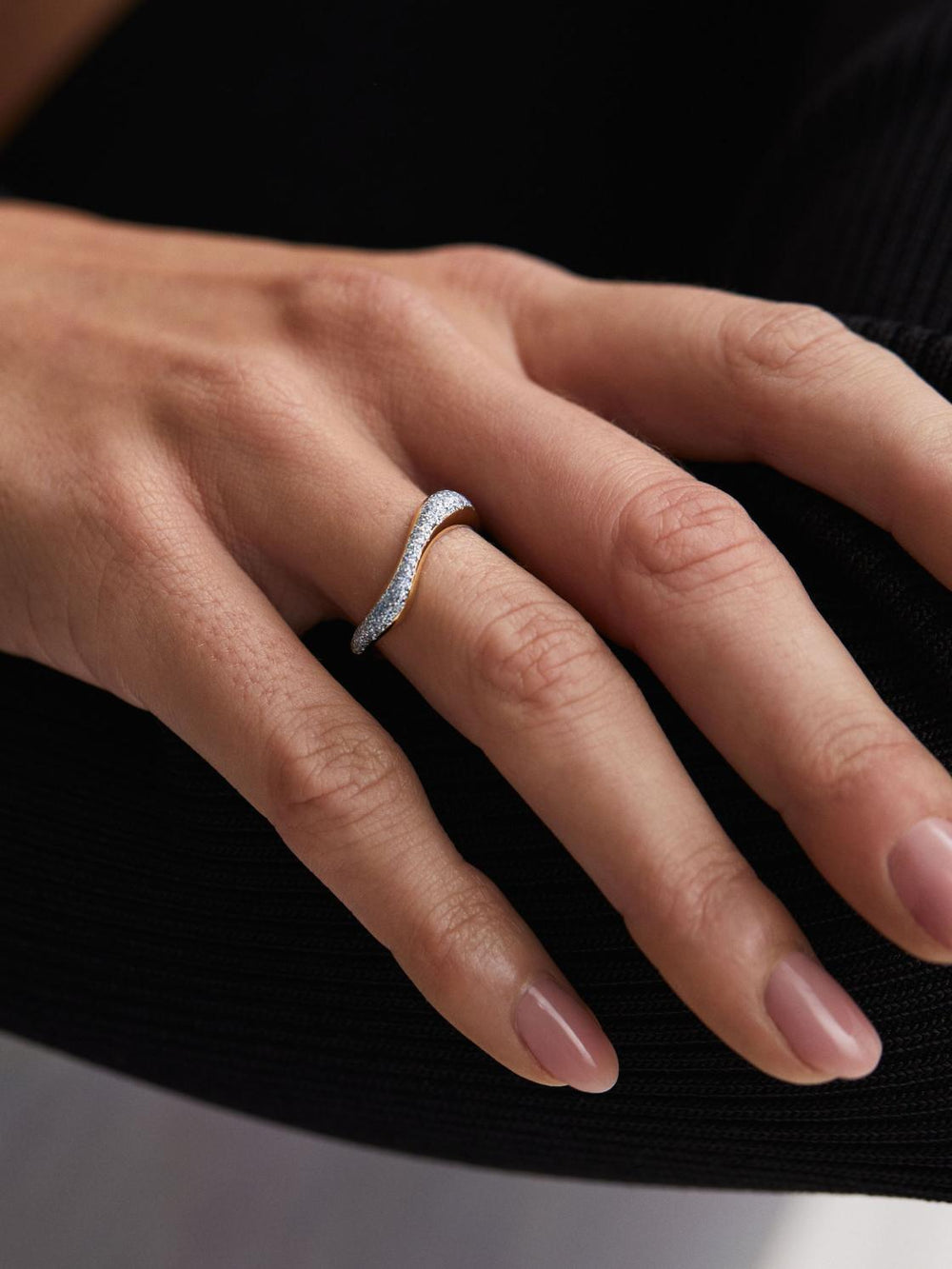 Reiss Jewellery | Aura Maria Black Glitter Ring Gold - Women