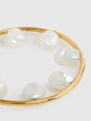 Reiss Jewellery | Baroque 35 Maria Black Hoop Earring Gold - Women