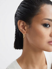 Reiss Jewellery | Senorita 20 Maria Black Hoop Earrings Gold - Women