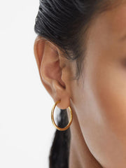 Reiss Jewellery | Senorita 20 Maria Black Hoop Earrings Gold - Women