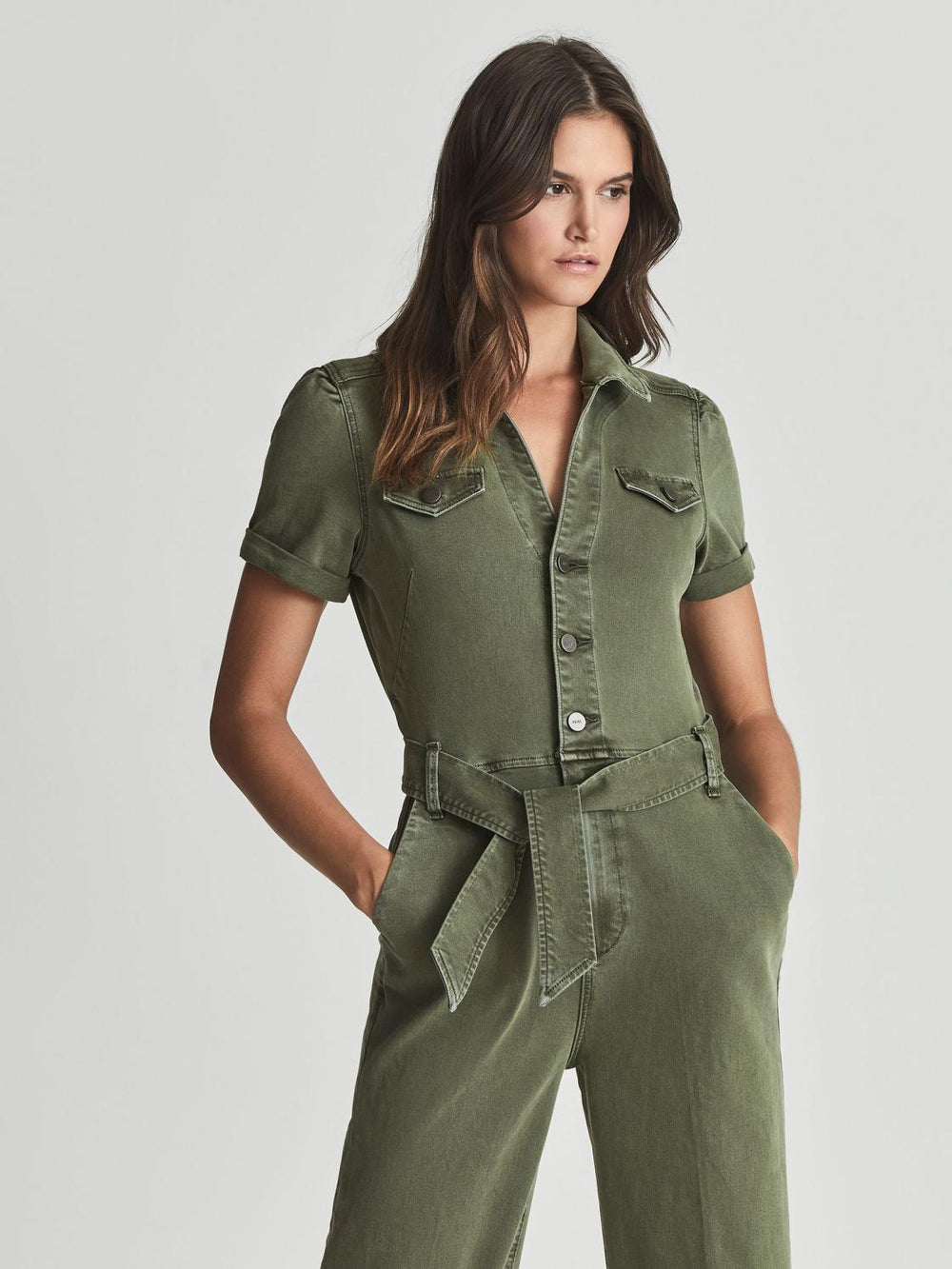 Reiss Jumpsuits | Anessa Paige Anessa Denim Jumpsuit Green - Women