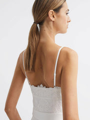 Reiss Jumpsuits | Cora Lace Plunge Neck Jumpsuit Ivory - Women