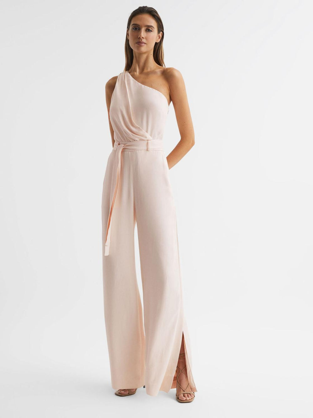 Reiss Jumpsuits | Eliza Off-The-Shoulder Jumpsuit Nude - Women