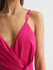 Reiss Jumpsuits | Emilia V-Neck Linen Jumpsuit Pink - Women