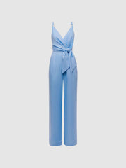 Reiss Jumpsuits | Emily Linen Side Tie Jumpsuit Blue - Women