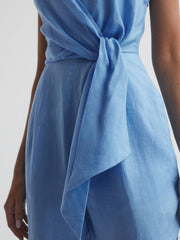 Reiss Jumpsuits | Emily Linen Side Tie Jumpsuit Blue - Women