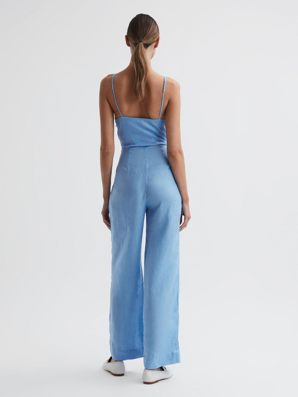 Reiss Jumpsuits | Emily Linen Side Tie Jumpsuit Blue - Women
