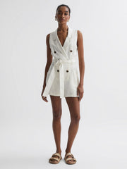 Reiss Jumpsuits | Florence Double Breasted Playsuit Ivory - Women
