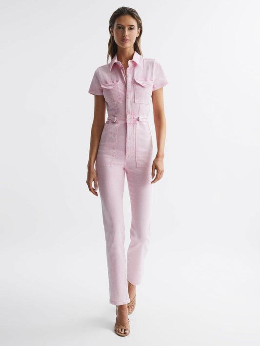 Reiss Jumpsuits | Good American Denim Jumpsuit Soft Pink - Women