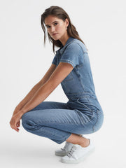 Reiss Jumpsuits | Good American Good American Denim Jumpsuit Mid Blue - Women