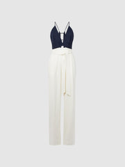 Reiss Jumpsuits | India Colourblock Jumpsuit Navy/white - Women