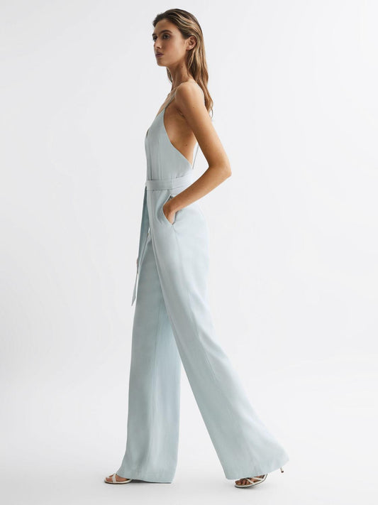 Reiss Jumpsuits | Irina Embellished Wide Leg Jumpsuit Green - Women