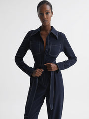 Reiss Jumpsuits | Lara Fitted Jumpsuit Navy - Women
