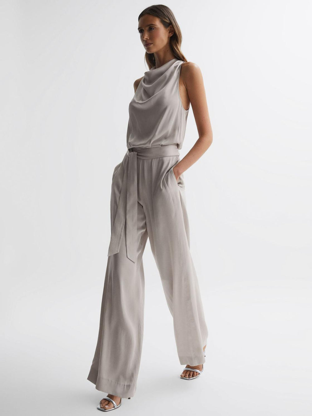 Reiss Jumpsuits | Rose Sleeveless Cowl Neck Jumpsuit Neutral - Women