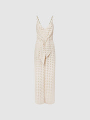 Reiss Jumpsuits | Scarlet Metallic Detail Jumpsuit Ivory - Women