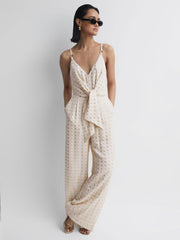 Reiss Jumpsuits | Scarlet Metallic Detail Jumpsuit Ivory - Women