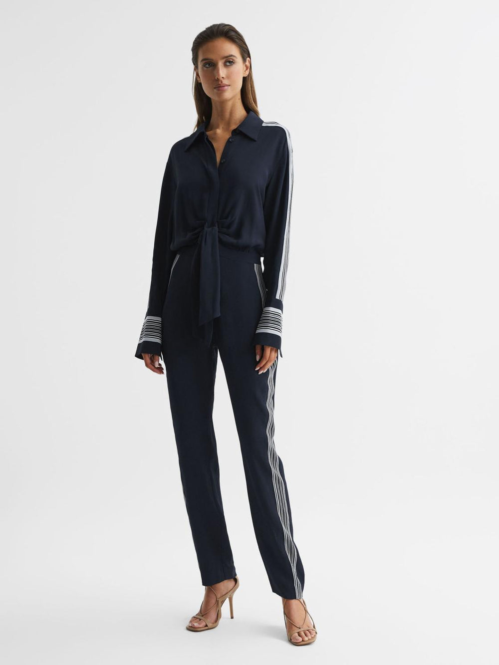Reiss Jumpsuits | Selma Long Sleeve Jumpsuit Navy - Women