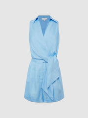 Reiss Jumpsuits | Suki Sleeveless Linen Playsuit Blue - Women