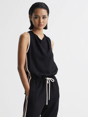 Reiss Jumpsuits | Tyla Side Stripe Jumpsuit Black - Women