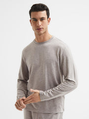 Reiss Knitwear | Adam Melange Crew Neck Jumper Taupe Melange - Men