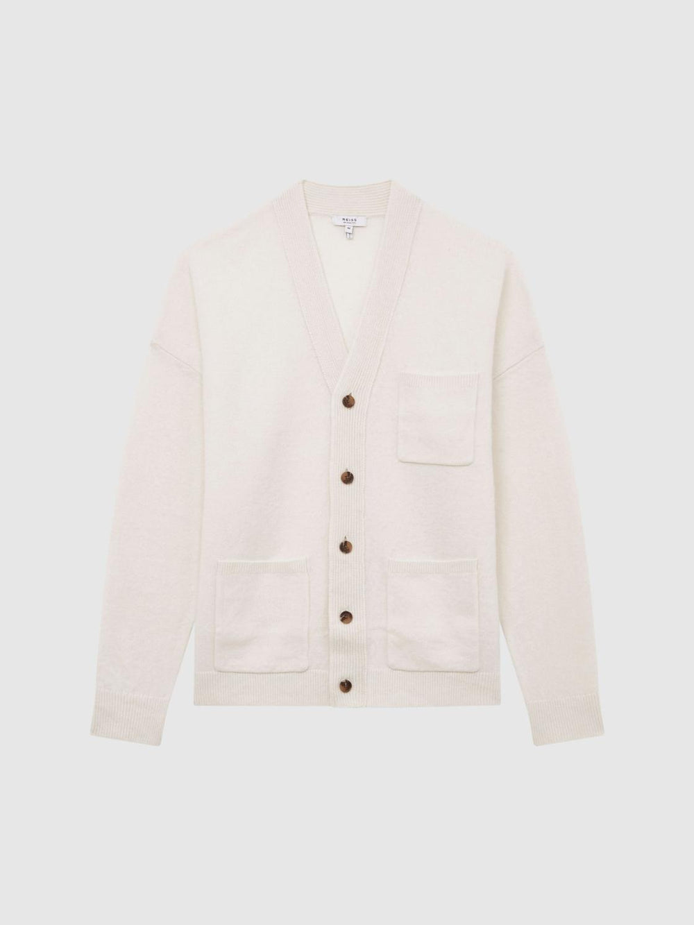 Reiss Knitwear | Andrews Merino Wool Cardigan Ecru - Men