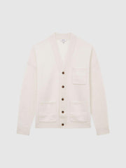 Reiss Knitwear | Andrews Merino Wool Cardigan Ecru - Men
