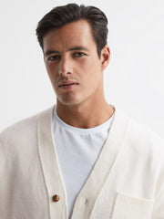 Reiss Knitwear | Andrews Merino Wool Cardigan Ecru - Men