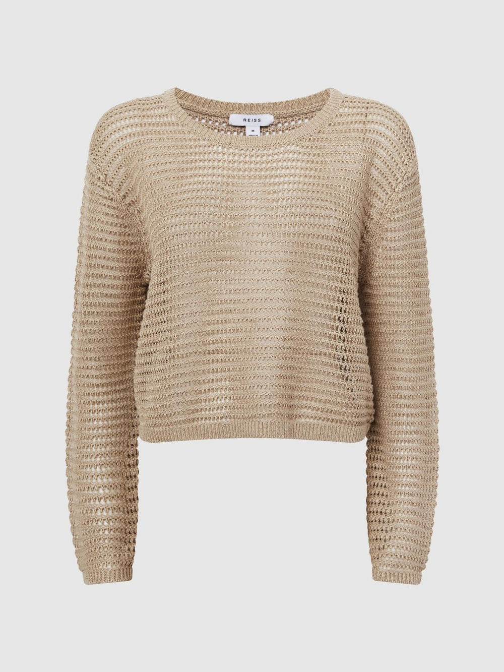 Reiss Knitwear | Avril Open Stitch Crew Neck Jumper Neutral - Women