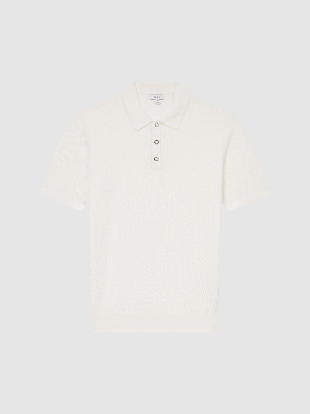 Reiss Knitwear | Bennie Press Stud Textured Polo Shirt Airforce Blue - Men