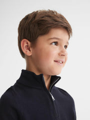 Reiss Knitwear | Blackhall Junior Zip Up Knitted Jumper Navy - Children