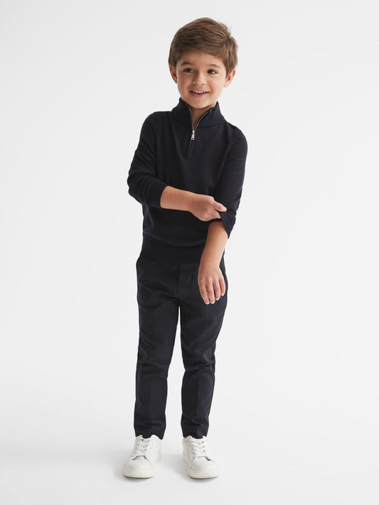 Reiss Knitwear | Blackhall Junior Zip Up Knitted Jumper Navy - Children
