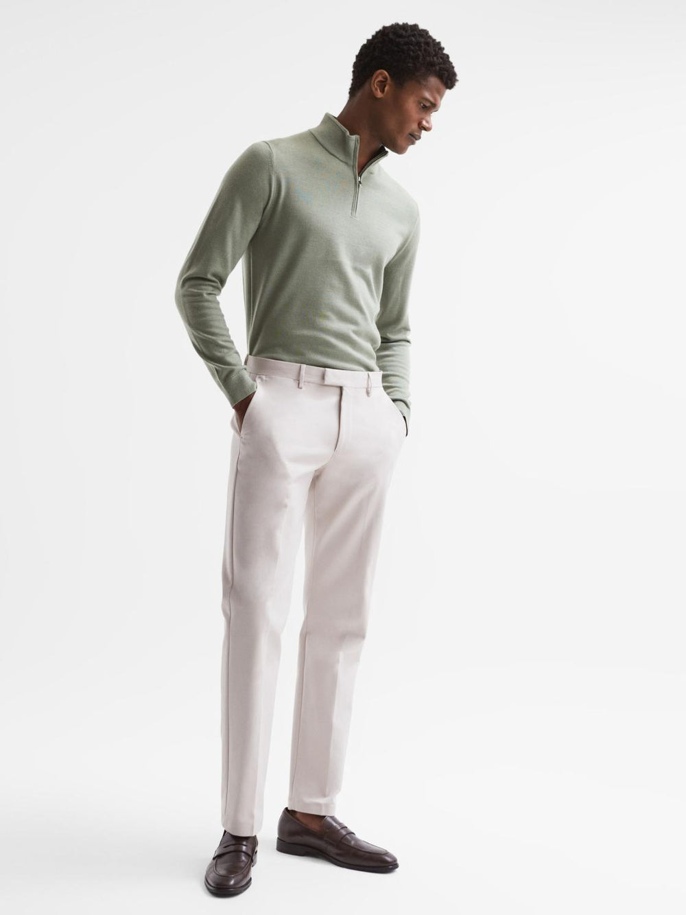 Reiss Knitwear | Blackhall Merino Wool Zip Neck Jumper Black - Men