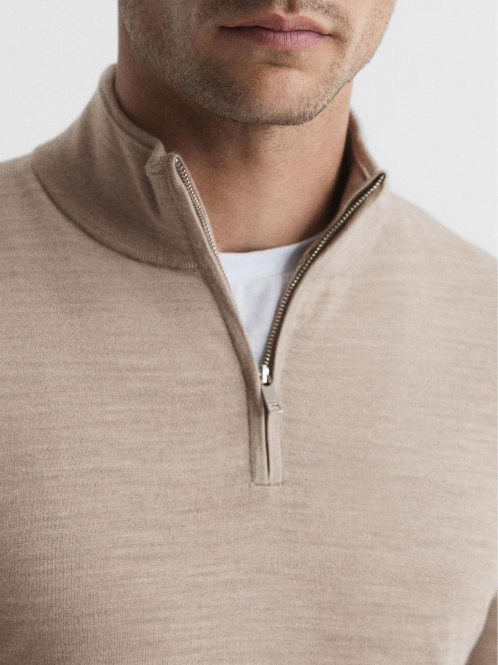 Reiss Knitwear | Blackhall Merino Wool Zip Neck Jumper Black - Men