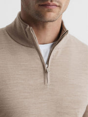 Reiss Knitwear | Blackhall Merino Wool Zip Neck Jumper Black - Men
