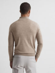 Reiss Knitwear | Blackhall Merino Wool Zip Neck Jumper Black - Men