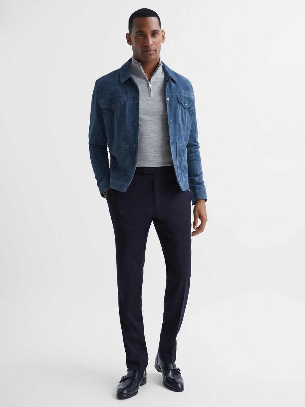 Reiss Knitwear | Blackhall Merino Wool Zip Neck Jumper Black - Men