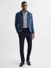 Reiss Knitwear | Blackhall Merino Wool Zip Neck Jumper Black - Men