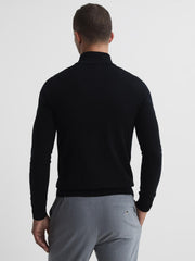 Reiss Knitwear | Blackhall Merino Wool Zip Neck Jumper Black - Men